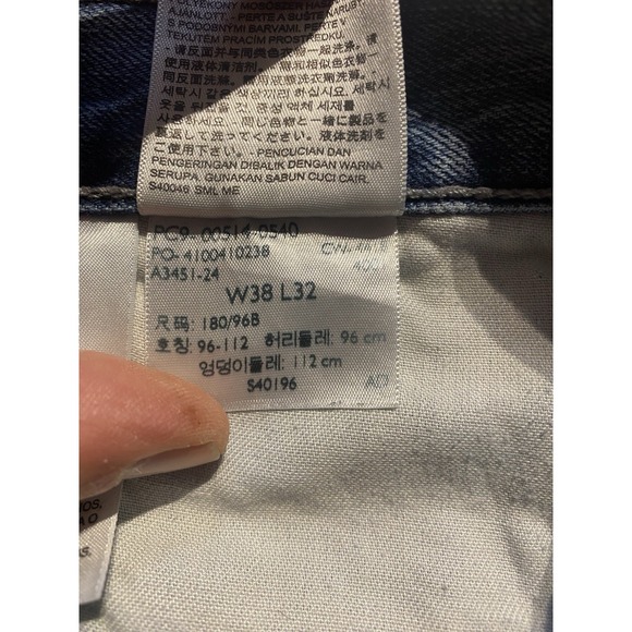 Levi's 514 Straight Fit Jeans W38 L32 Zip Fly Blue Denim Water Less 00514-0540 - Picture 7 of 11